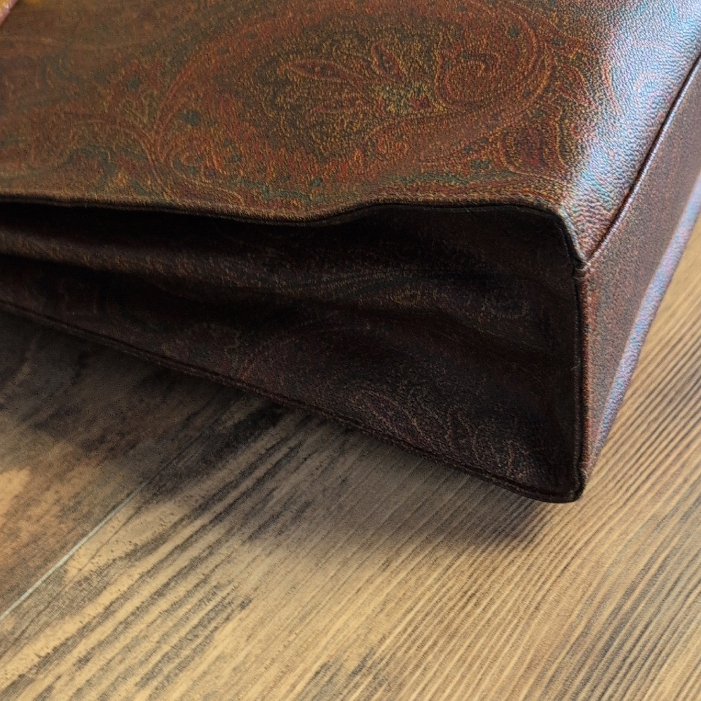 Etro Paisley Coated Canvas Vachetta Leather Laptop Briefcase Shoulder Bag - Picture 8 of 16